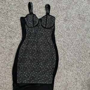 Black rhinestone mini club dress sz xl